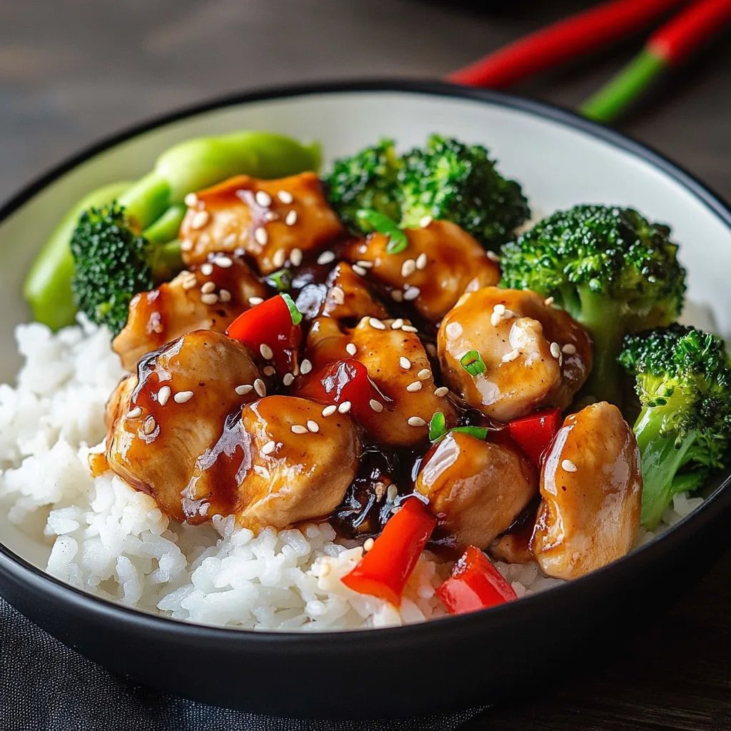 Gesundes Chicken Teriyaki mit Brokkoli und Reis