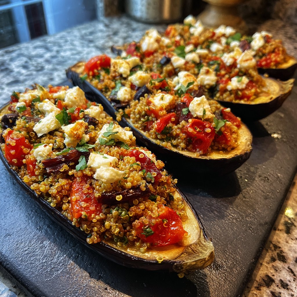 Auberginen mediterran gefüllt