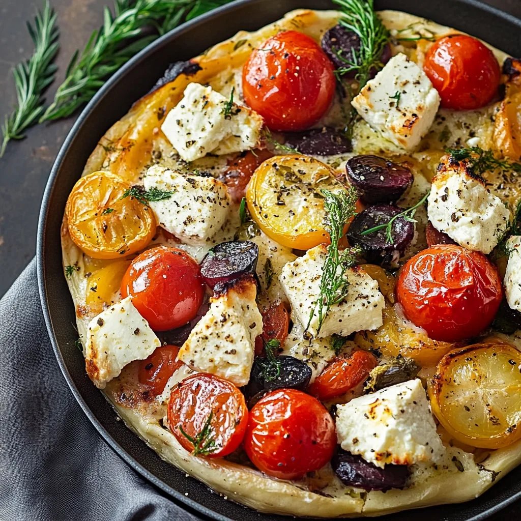 Vegetarische Feta-Kartoffeln mit Ofengemüse