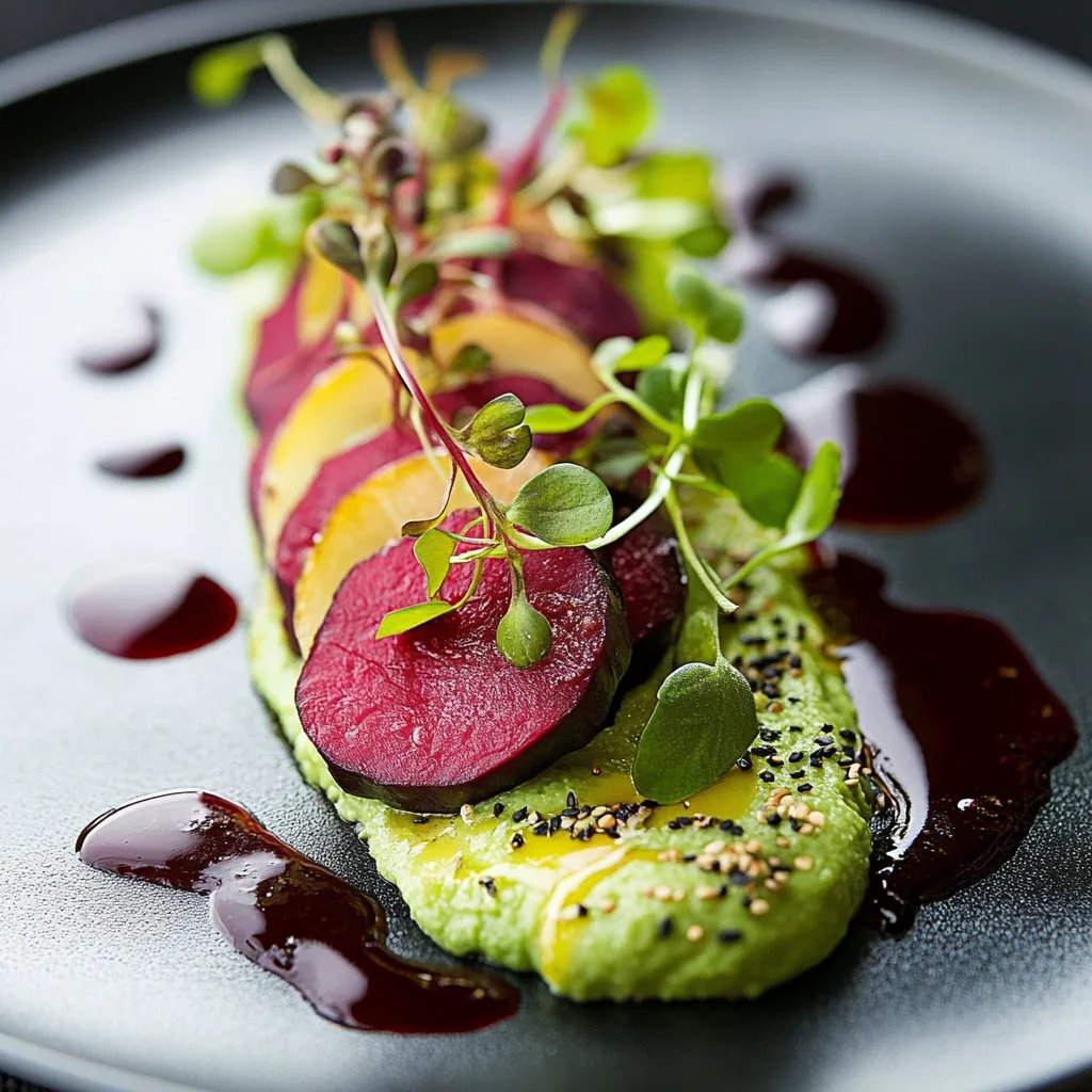 Rote-Bete-Carpaccio auf Avocado-Crème