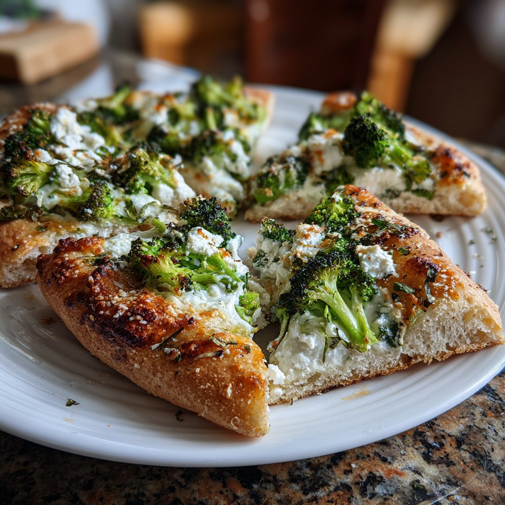 Pizza mit Brokkoli und Ricotta