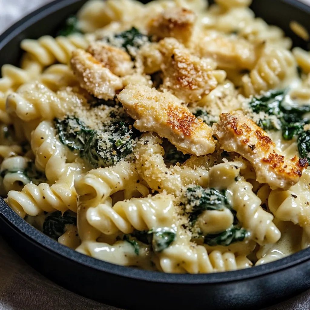 Frischkäse Spinat Hähnchen Pasta